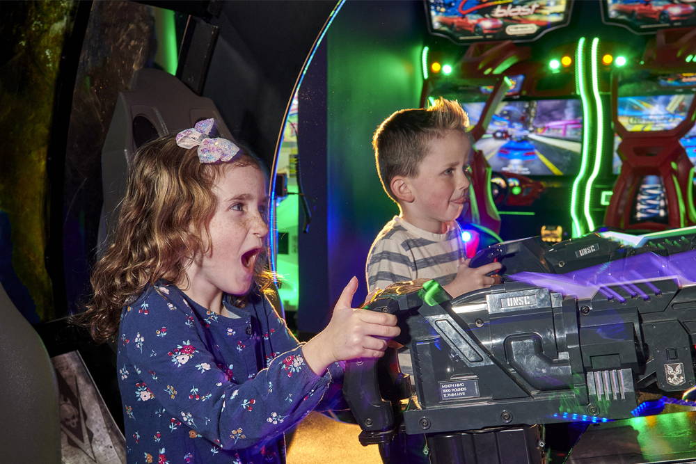 Kids playing arcade games at Mulligan Family Fun Center in Temecula CA
