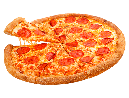 Pepperoni pizza from the family fun center food menu served at Mulligan Family Fun Center in Temecula and Murrieta.