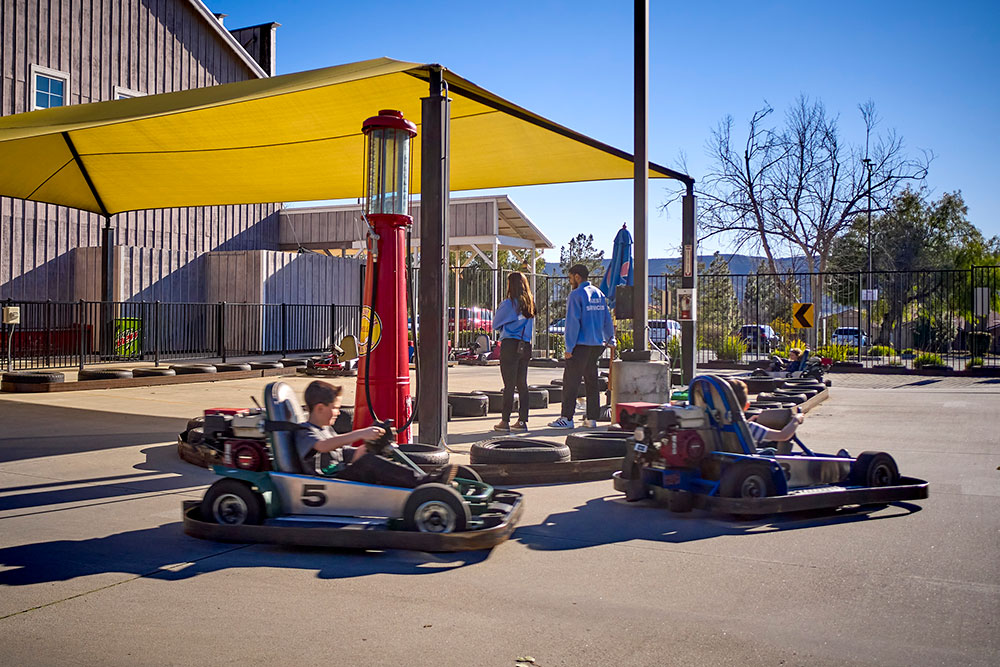 Kids riding rookie go-karts at Murrieta attraction