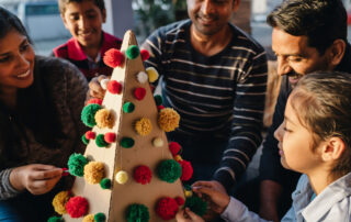 Joyful Family Decorating Handmade Festive Holiday Craft Together at Home
